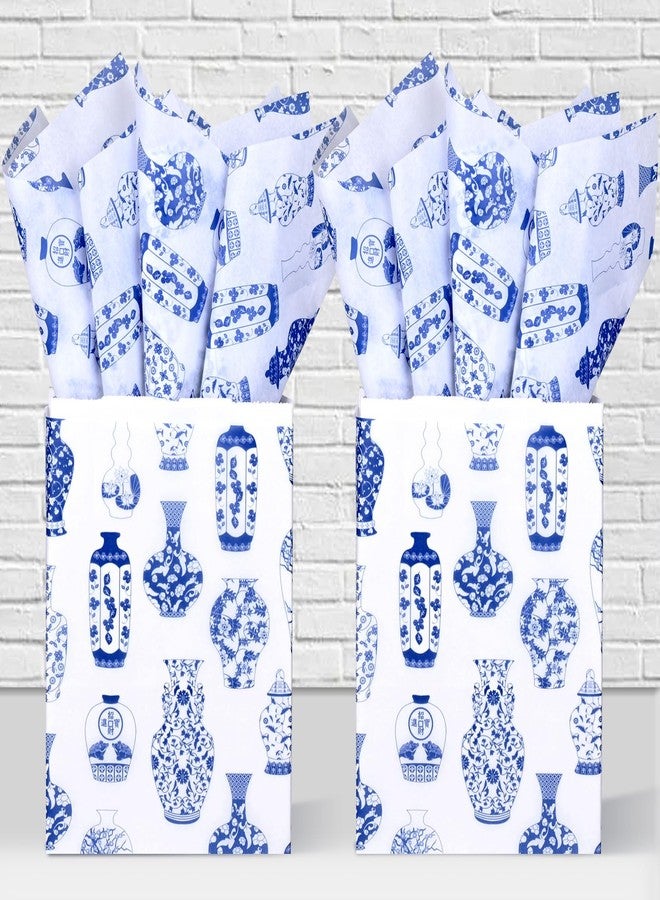 Bolsome 100 Sheets 20 * 14 Inches Chinoiserie Tissue Paper for Gift Wrapping Blue White Porcelain Patterned Tissue Paper for Gift Bags for Wedding Bridal Shower Xmas DIY Craft - Image 3